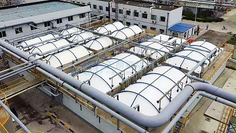天津利安隆生化池钢架反吊膜密封加盖项目