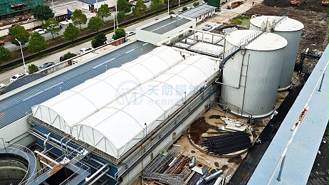 杭州科百特废水处理站滑动式反吊膜封闭工程